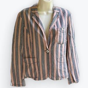 Pink & Blue Striped American Eagle Jacket ~ M
